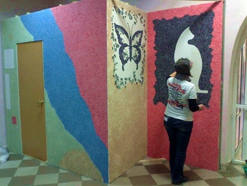 Жидкие обои в интерьере